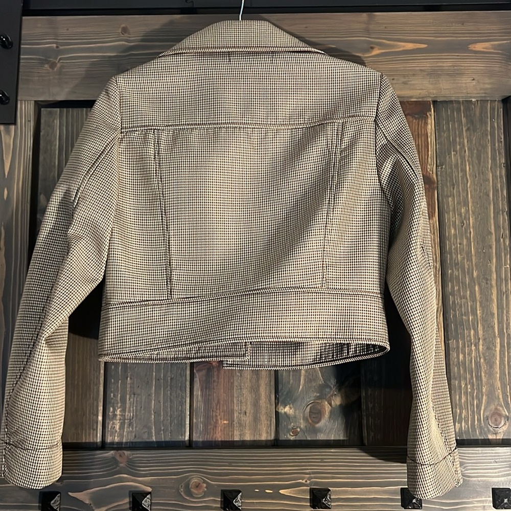 Max Studio houndstooth cropped military bomber jacket - Picture 3 of 5